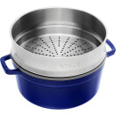 Staub Cocotte mit Dämpfeinsatz dunkelblau 26 cm rund...