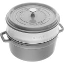 Staub Cocotte mit Dämpfeinsatz grafitgrau 26 cm rund 5,2 l