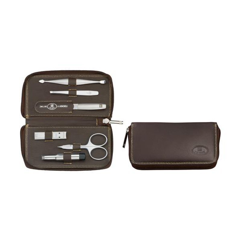 Zwilling Twinox Maniküre-Set – 3-teilig In Braunem Rindleder-Etui Mit Reißverschluss