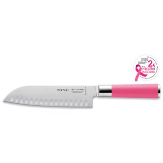 Santoku, Kullenschliff  "Pink Spirit" 18, mit Kullen von F. Dick